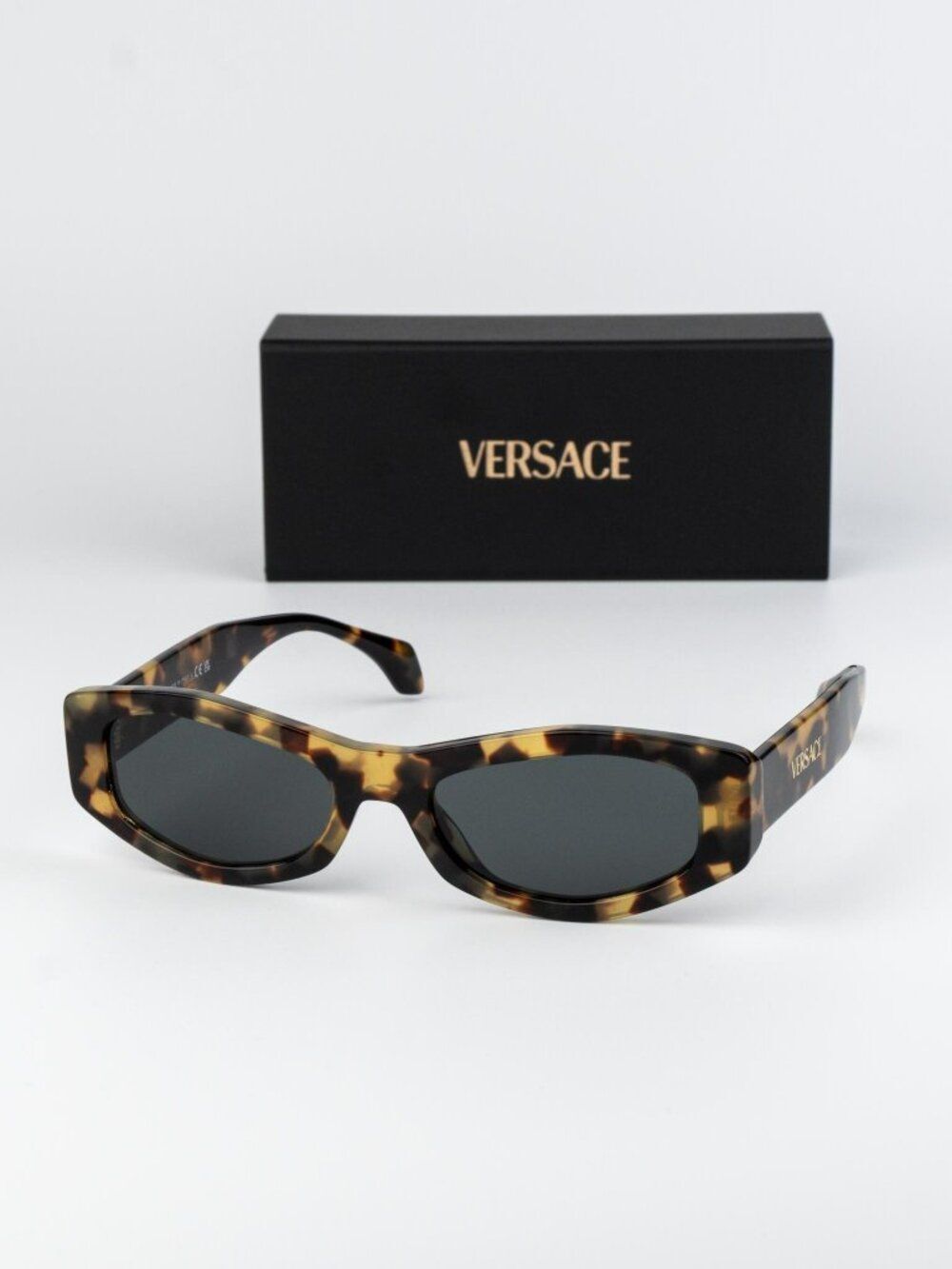 Versace Men Sunglasses Brown Yellow Havana Grey Oval VE4487 777/87 NEW AUTHENTIC